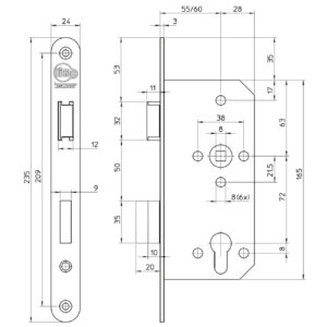 Litto A26E1 serrure à cylindre avec têtière inox – Image 2