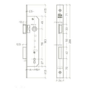 Litto M2452 serrure à gorges pour portes métalliques avec entraxe 110 – Image 2