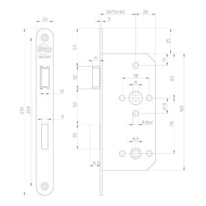 Litto A15E6 bec-de-cane à condamnation pour portes en bois - Usage intensif, têtière 24 mm – Image 5