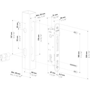 Locinox Fiftylock serrure à larder | Axe 30 mm | Inox – Image 3