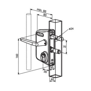 Locinox LCKX | Serrure de portail battant en applique | Ancien modèle avec entraxe de 70 mm – Image 2
