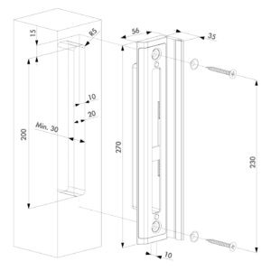 Locinox SHKW-ALUM gâche pour serrure hybride | Pour poteaux en bois | Plaque de butée incluse – Image 4