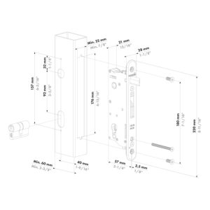 Locinox Sixtylock serrure à larder | Axe 40 mm | Inox – Image 2