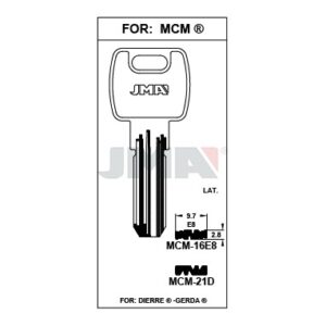 Ébauche de clé JMA MCM-16E8 – vue groupée