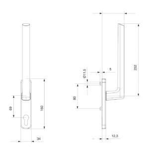 Maco HS12 | Poignée intérieure pour porte levante-coulissante | Trou de cylindre – Image 4