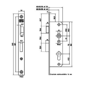 Nemef 8691 serrure pour profil étroit | Entraxe 72 pour portes métalliques – Image 2
