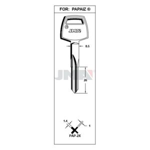 Ébauche de clé JMA PAP-2X – vue groupée