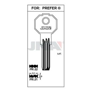 Ébauche de clé JMA PR-22 – vue groupée