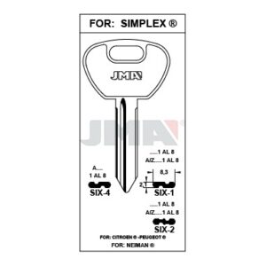 Ébauche de clé JMA SIX-1 – vue groupée