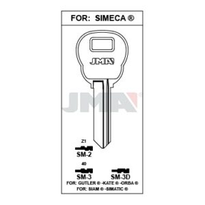 Ébauche de clé JMA SM-2 – vue groupée