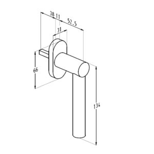 Sobinco 1752 | Poignée de fenêtre en inox avec carré de 7 mm | Sobinox – Image 3