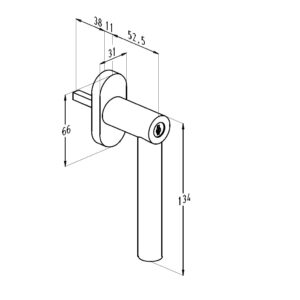 Sobinco 1852CYL | Poignée de fenêtre à clé en inox avec carré de 7 mm | Sobinox – Image 3
