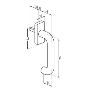 Sobinco 1856 | Poignée de fenêtre en inox avec carré de 7 mm | Sobinox – Image 3