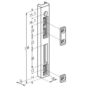 Sobinco gâche 6870 pour pêne crochet de serrure coulissante - Penta-Lock