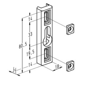 Sobinco gâche 6871 pour ergot tête champignon de serrure coulissante - Penta-Lock