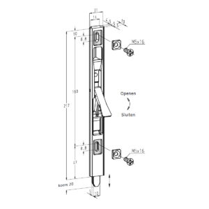 Sobinco 756 | Verrou pour vantail semi-fixe à levier | Argent laqué | Pour profil à gorge 14 mm – Image 2