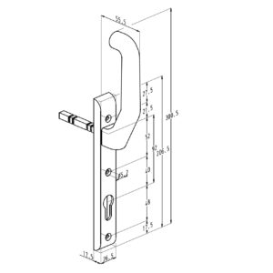 Sobinco 824BL | Garniture avec béquille type volet roulant côté intérieur | Pour porte coulissante – Image 3