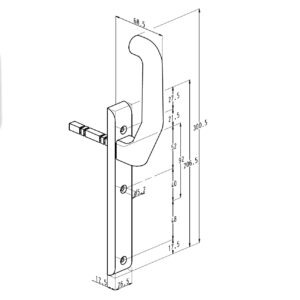 Sobinco 824CL | Garniture avec béquille côté intérieur | Pour porte coulissante – Image 3