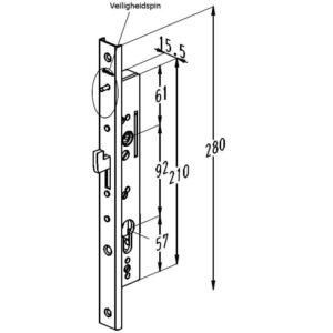 Sobinco Pentalock 6790 serrure à crochet pour portes coulissantes - Sans pêne demi-tour