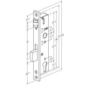 Sobinco 8011 serrure à rouleau avec entraxe 97,30 mm – Image 2