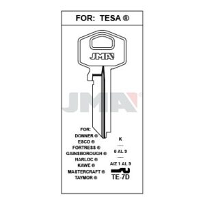 Ébauche de clé JMA TE-7D – vue groupée
