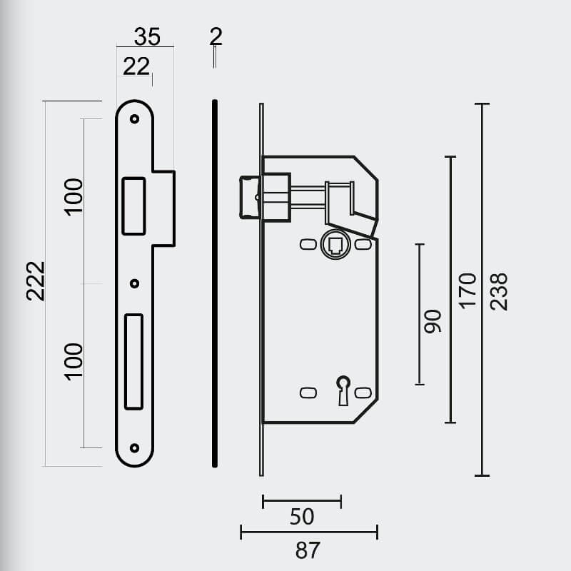 Dessin technique AGB - version à clé à gorges