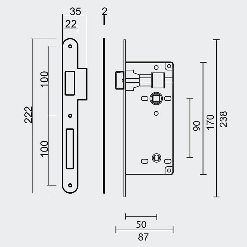 Dessin technique AGB - version porte de WC