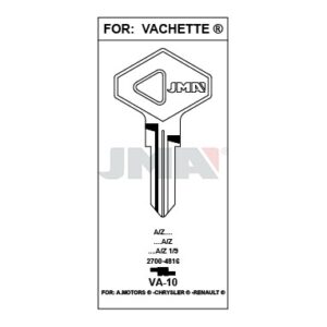 Ébauche de clé JMA VA-10 – vue groupée