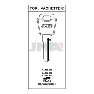 Ébauche de clé JMA VA-16 – vue groupée