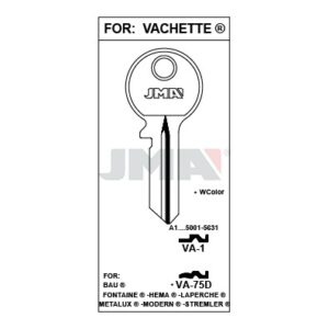 Ébauche de clé JMA VA-1 – vue groupée