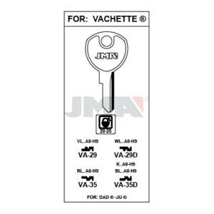 Ébauche de clé JMA VA-35 – vue groupée