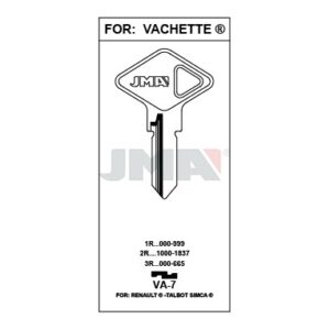 Ébauche de clé JMA VA-7 – vue groupée
