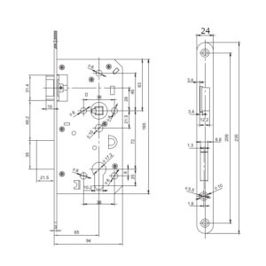 WASU 347 PZW 593 serrure usage intensif - Entraxe 72 mm – Image 3