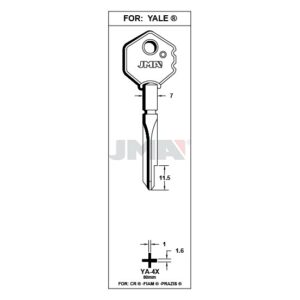 Ébauche de clé JMA YA-4X – vue groupée