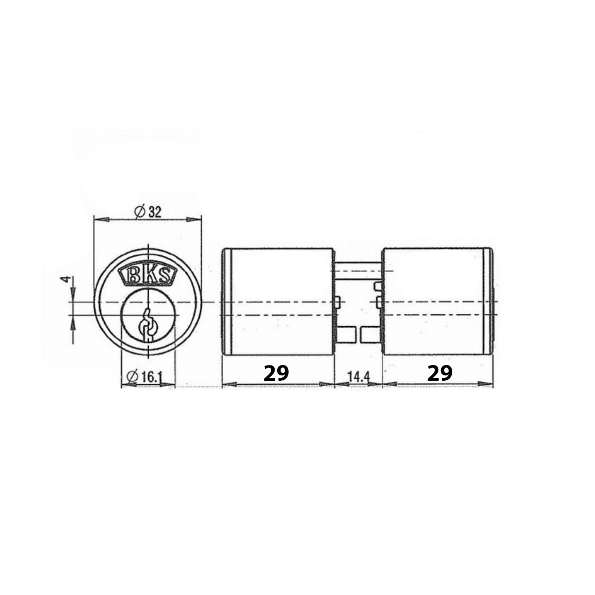 Cylindre rond BKS detect3000 type 3107 - Dessin technique