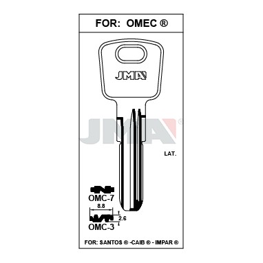 Ébauche de clé JMA OMC-7 – vue groupée