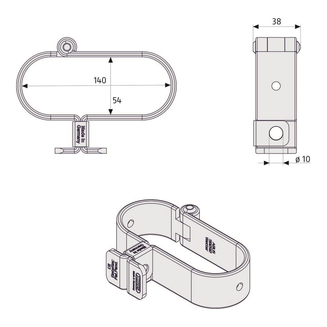 ABUS GateSec 131 140 bloque-portail 76824 - Dessin technique