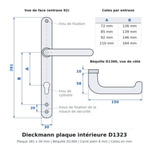Dieckmann plaque intérieure D1323 - Dessin technique