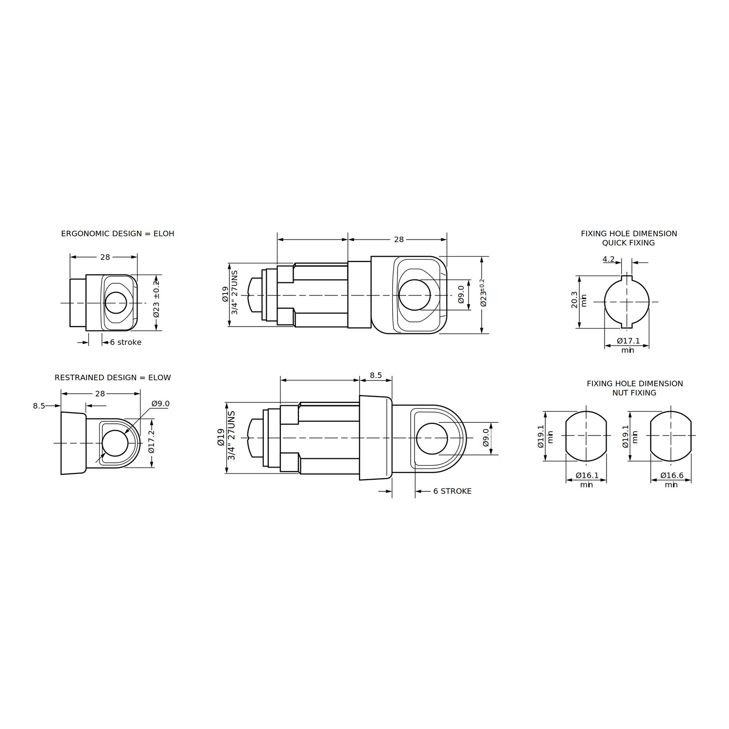 Euro-Locks Ello loquet cadenassable - Dessin technique